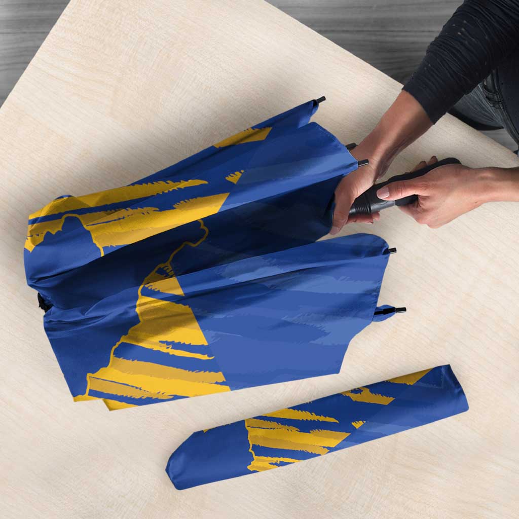 Kosovo Football 2026 Umbrella Rising Nation Blue Gold - Wonder Print Shop