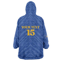 Custom Kosovo Football 2026 Wearable Blanket Hoodie Rising Nation Blue Gold - Wonder Print Shop
