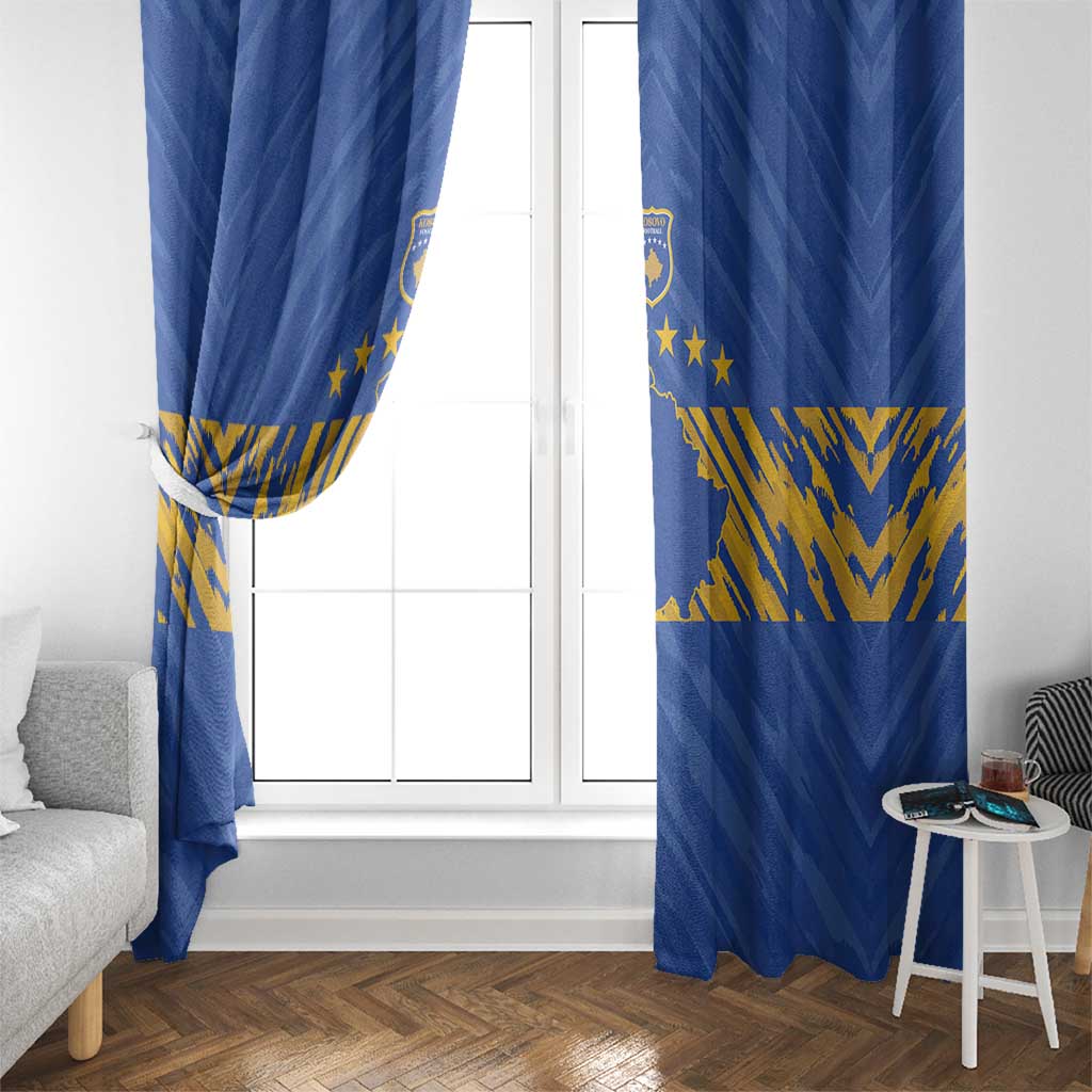 Kosovo Football 2026 Window Curtain Rising Nation Blue Gold - Wonder Print Shop