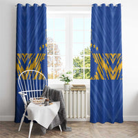 Kosovo Football 2026 Window Curtain Rising Nation Blue Gold - Wonder Print Shop
