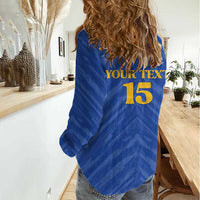 Custom Kosovo Football 2026 Women Casual Shirt Rising Nation Blue Gold - Wonder Print Shop