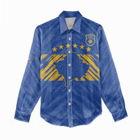 Custom Kosovo Football 2026 Women Casual Shirt Rising Nation Blue Gold - Wonder Print Shop