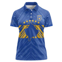 Custom Kosovo Football 2026 Women Polo Shirt Rising Nation Blue Gold - Wonder Print Shop