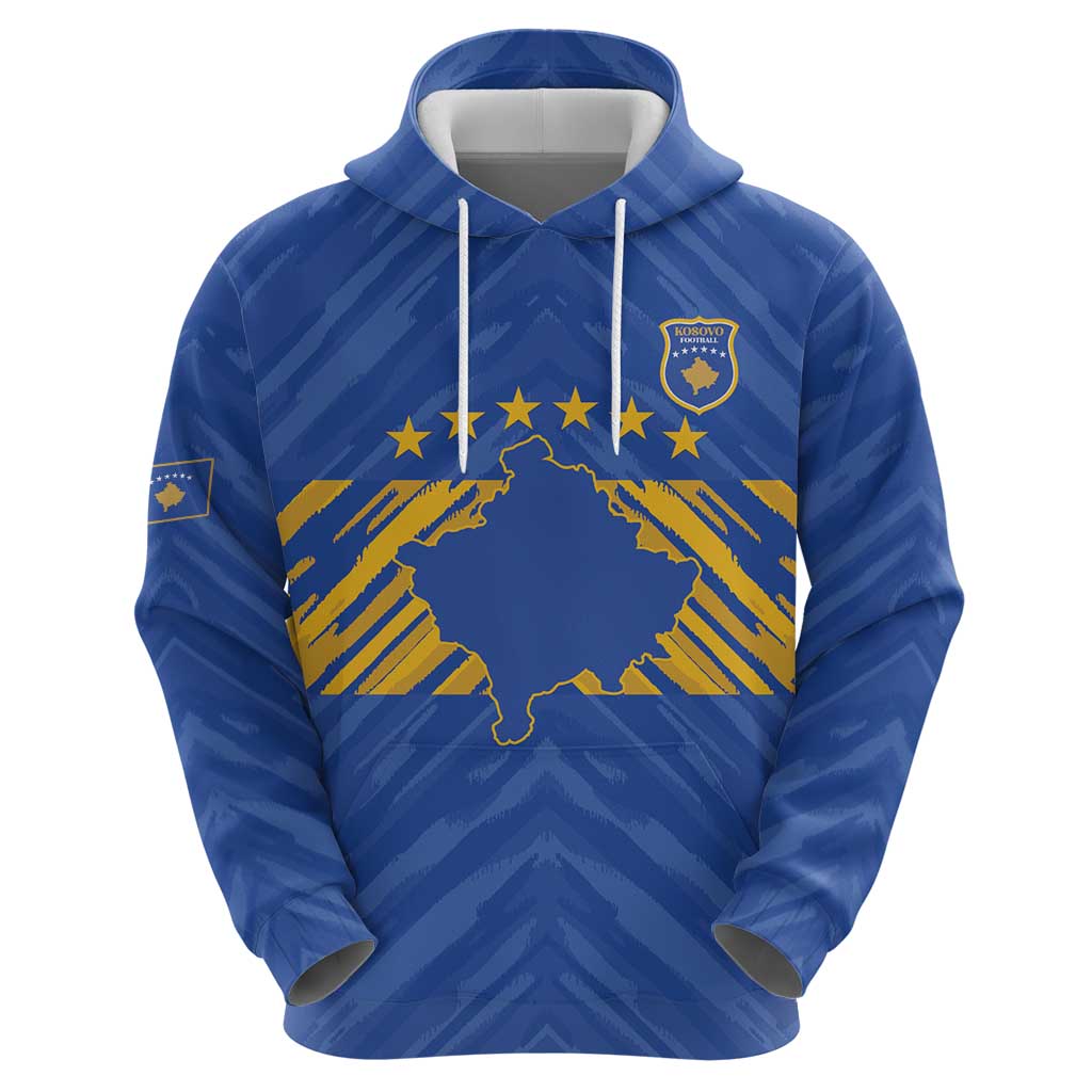 Custom Kosovo Football 2026 Zip Hoodie Rising Nation Blue Gold - Wonder Print Shop