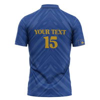 Custom Kosovo Football 2026 Zipper Polo Shirt Rising Nation Blue Gold - Wonder Print Shop