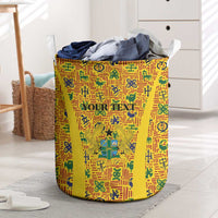 Custom Ghana Football Laundry Basket Yellow Adinkra Pattern - Wonder Print Shop