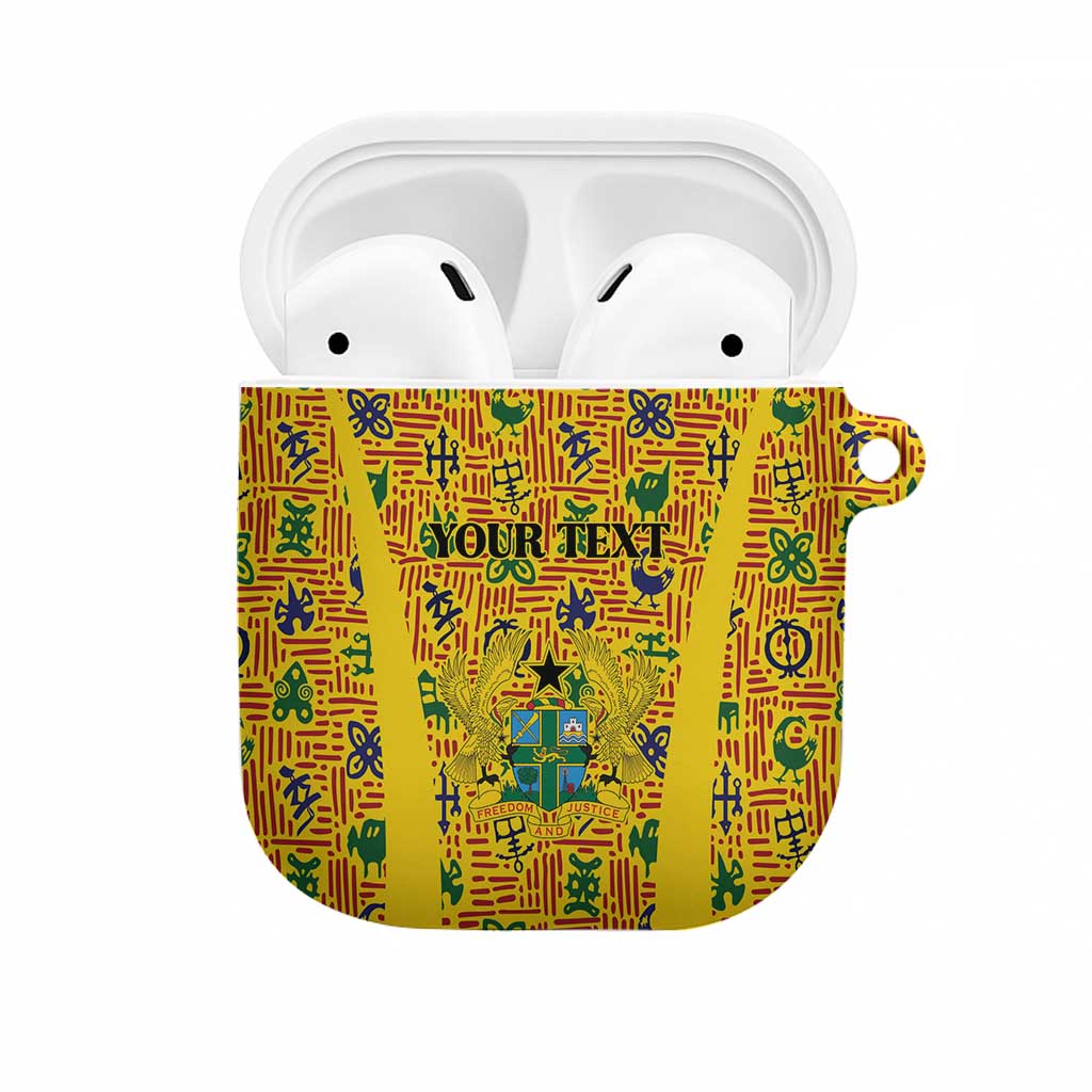 Custom Ghana Football AirPods Case Yellow Adinkra Pattern - Wonder Print Shop