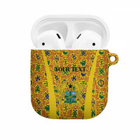 Custom Ghana Football AirPods Case Yellow Adinkra Pattern - Wonder Print Shop