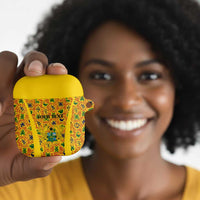 Custom Ghana Football AirPods Case Yellow Adinkra Pattern - Wonder Print Shop