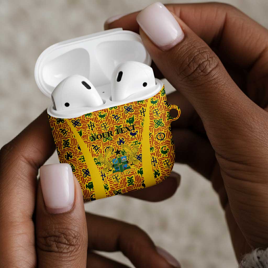 Custom Ghana Football AirPods Case Yellow Adinkra Pattern - Wonder Print Shop