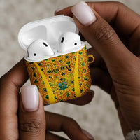Custom Ghana Football AirPods Case Yellow Adinkra Pattern - Wonder Print Shop