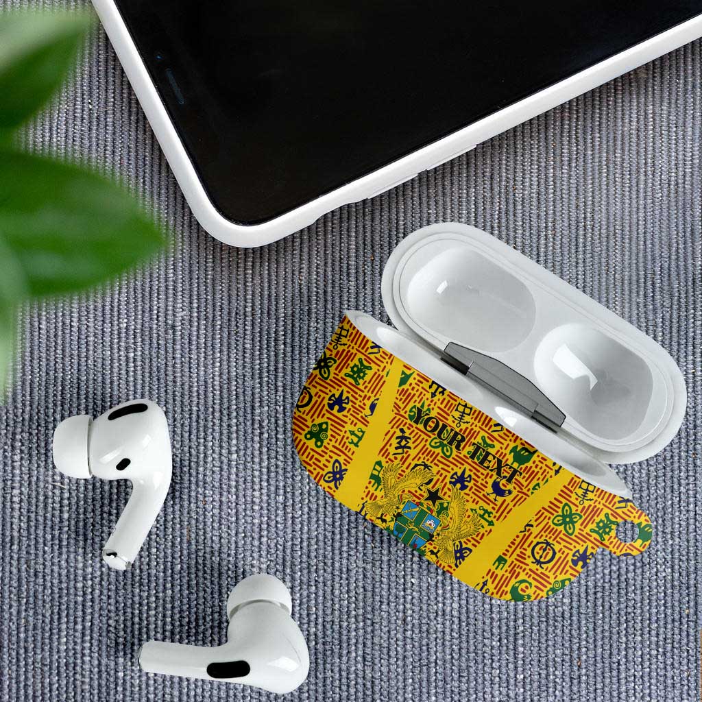Custom Ghana Football AirPods Case Yellow Adinkra Pattern - Wonder Print Shop