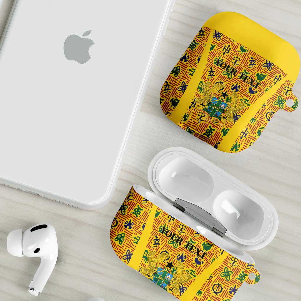 Custom Ghana Football AirPods Case Yellow Adinkra Pattern - Wonder Print Shop
