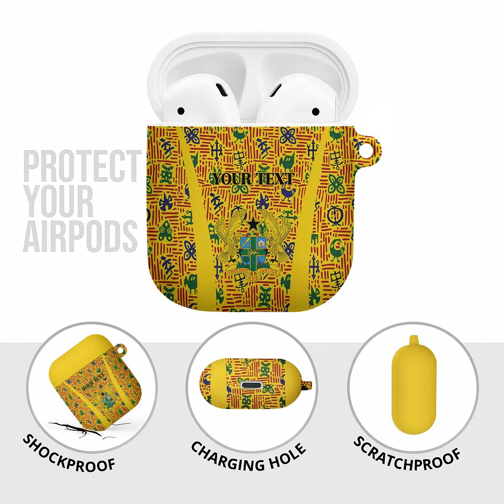 Custom Ghana Football AirPods Case Yellow Adinkra Pattern - Wonder Print Shop