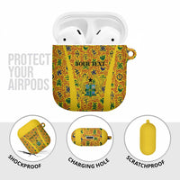 Custom Ghana Football AirPods Case Yellow Adinkra Pattern - Wonder Print Shop