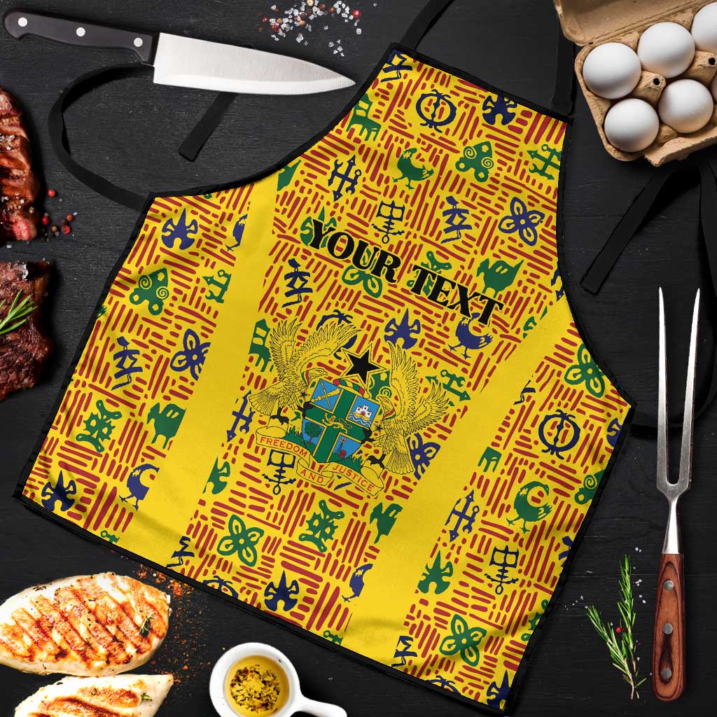 Custom Ghana Football Apron Yellow Adinkra Pattern - Wonder Print Shop