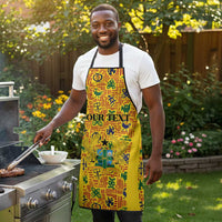 Custom Ghana Football Apron Yellow Adinkra Pattern - Wonder Print Shop