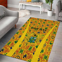 Custom Ghana Football Area Rug Yellow Adinkra Pattern - Wonder Print Shop