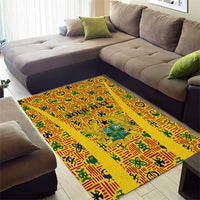 Custom Ghana Football Area Rug Yellow Adinkra Pattern - Wonder Print Shop