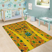 Custom Ghana Football Area Rug Yellow Adinkra Pattern - Wonder Print Shop