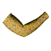 Custom Ghana Football Arm Sleeves Yellow Adinkra Pattern - Wonder Print Shop