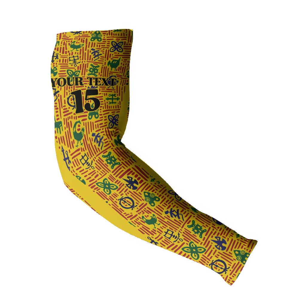 Custom Ghana Football Arm Sleeves Yellow Adinkra Pattern - Wonder Print Shop