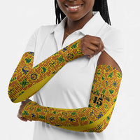 Custom Ghana Football Arm Sleeves Yellow Adinkra Pattern - Wonder Print Shop