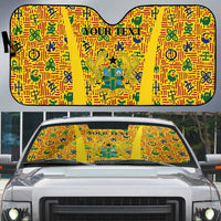 Custom Ghana Football Auto Sun Shade Yellow Adinkra Pattern - Wonder Print Shop