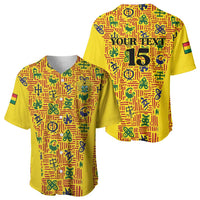 Custom Ghana Football Baseball Jersey Yellow Adinkra Pattern LT15