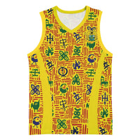 Custom Ghana Football Basketball Jersey Yellow Adinkra Pattern - Wonder Print Shop
