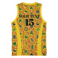 Custom Ghana Football Basketball Jersey Yellow Adinkra Pattern - Wonder Print Shop
