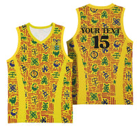 Custom Ghana Football Basketball Jersey Yellow Adinkra Pattern - Wonder Print Shop