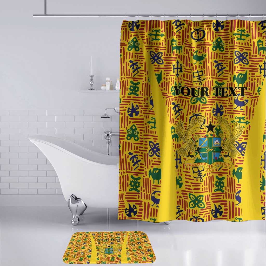 Custom Ghana Football Bathroom Set Yellow Adinkra Pattern - Wonder Print Shop