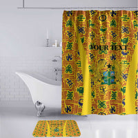 Custom Ghana Football Bathroom Set Yellow Adinkra Pattern - Wonder Print Shop