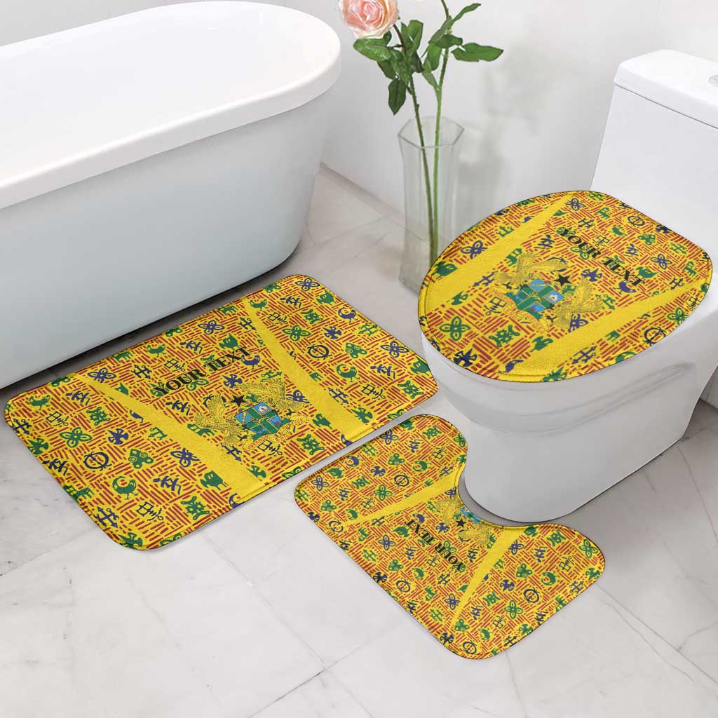 Custom Ghana Football Bathroom Set Yellow Adinkra Pattern - Wonder Print Shop