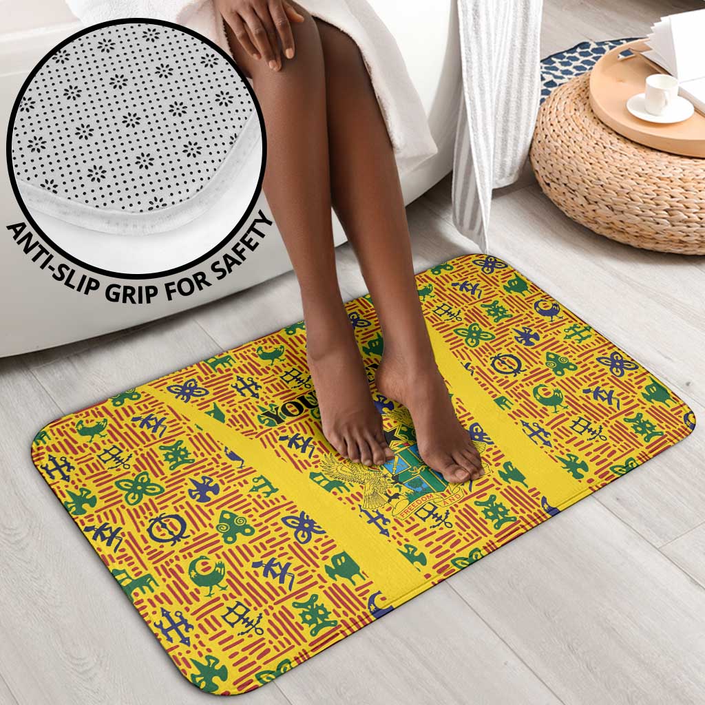 Custom Ghana Football Bathroom Set Yellow Adinkra Pattern - Wonder Print Shop