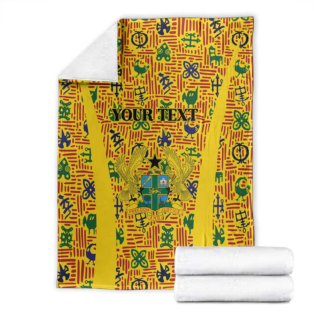 Custom Ghana Football Blanket Yellow Adinkra Pattern - Wonder Print Shop