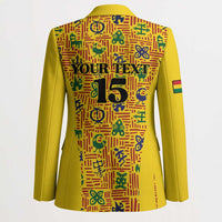 Custom Ghana Football Blazer Yellow Adinkra Pattern - Wonder Print Shop