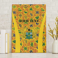 Custom Ghana Football Canvas Wall Art Yellow Adinkra Pattern - Wonder Print Shop