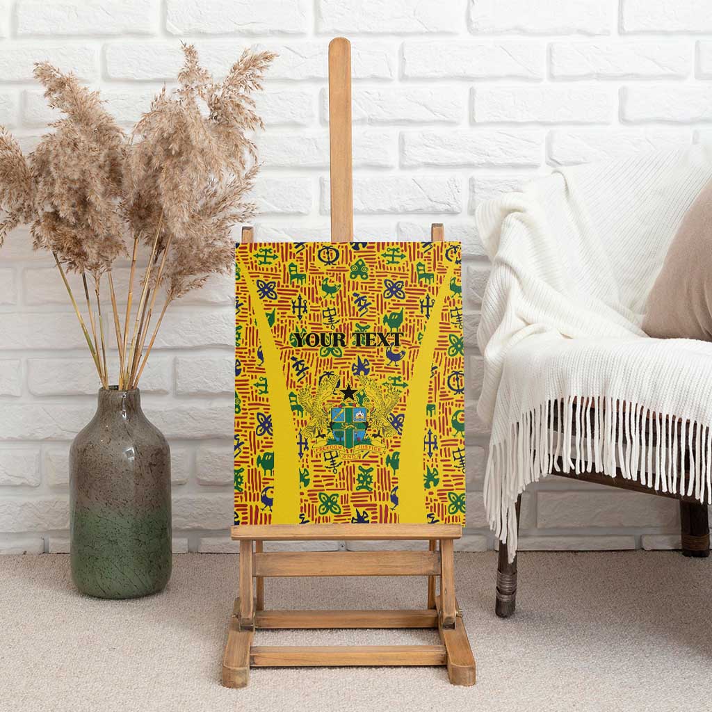 Custom Ghana Football Canvas Wall Art Yellow Adinkra Pattern - Wonder Print Shop