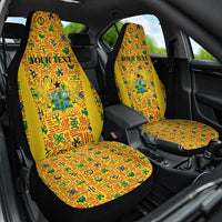 Custom Ghana Football Car Seat Cover Yellow Adinkra Pattern - Wonder Print Shop