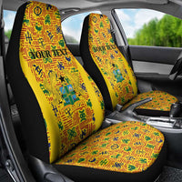 Custom Ghana Football Car Seat Cover Yellow Adinkra Pattern - Wonder Print Shop