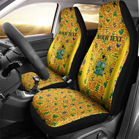 Custom Ghana Football Car Seat Cover Yellow Adinkra Pattern - Wonder Print Shop