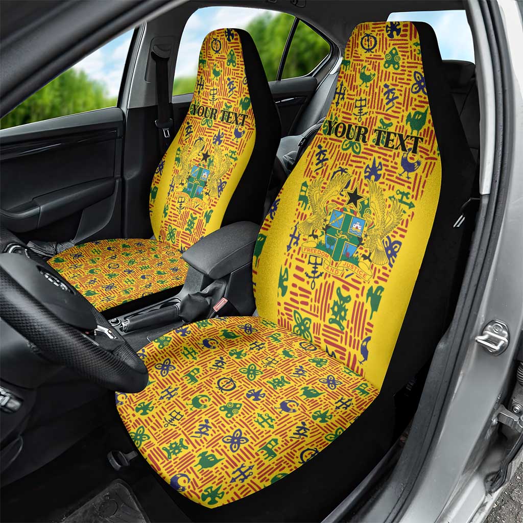 Custom Ghana Football Car Seat Cover Yellow Adinkra Pattern - Wonder Print Shop