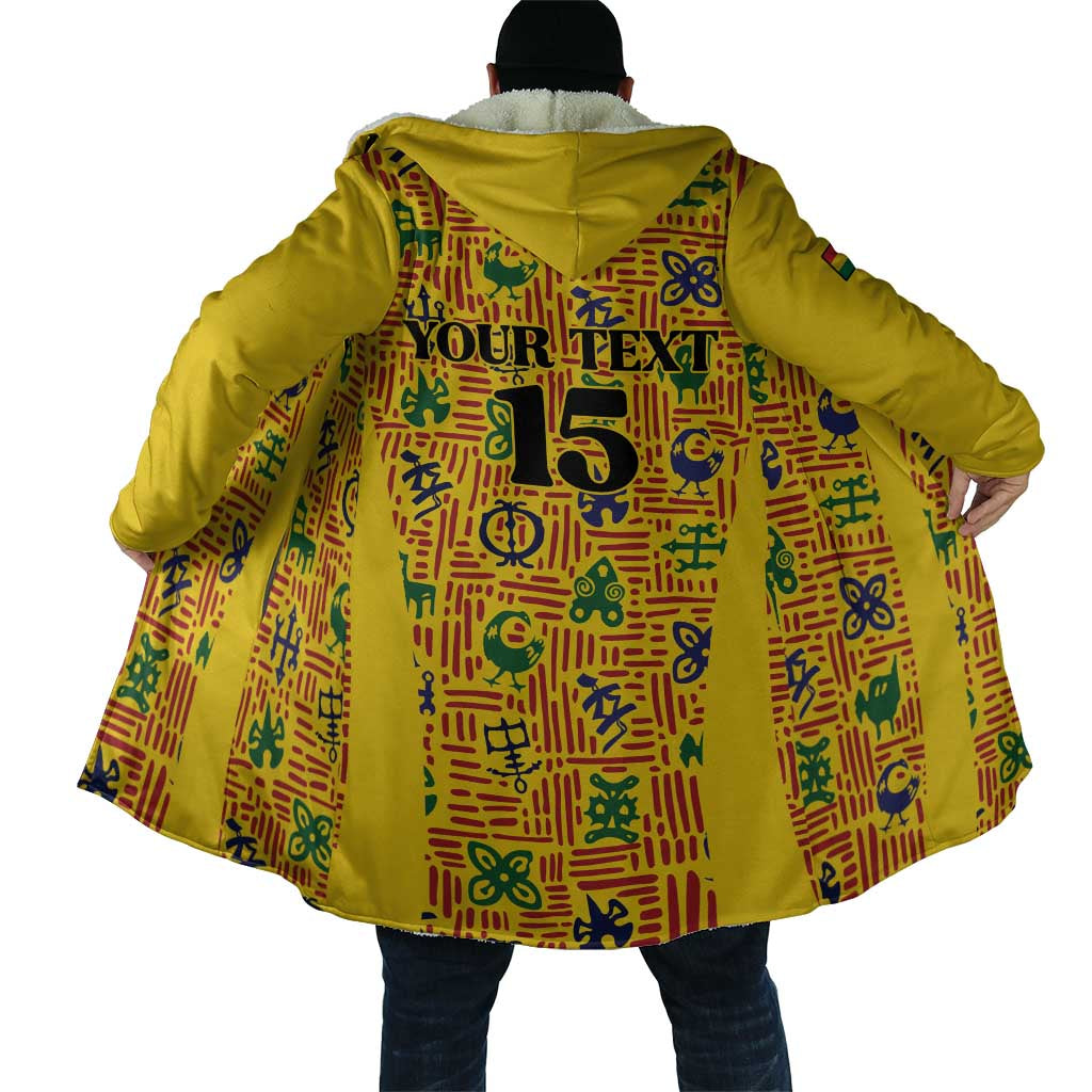 Custom Ghana Football Cloak Yellow Adinkra Pattern - Wonder Print Shop