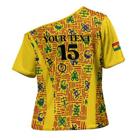 Custom Ghana Football Cross Shoulder Shirt Yellow Adinkra Pattern - Wonder Print Shop