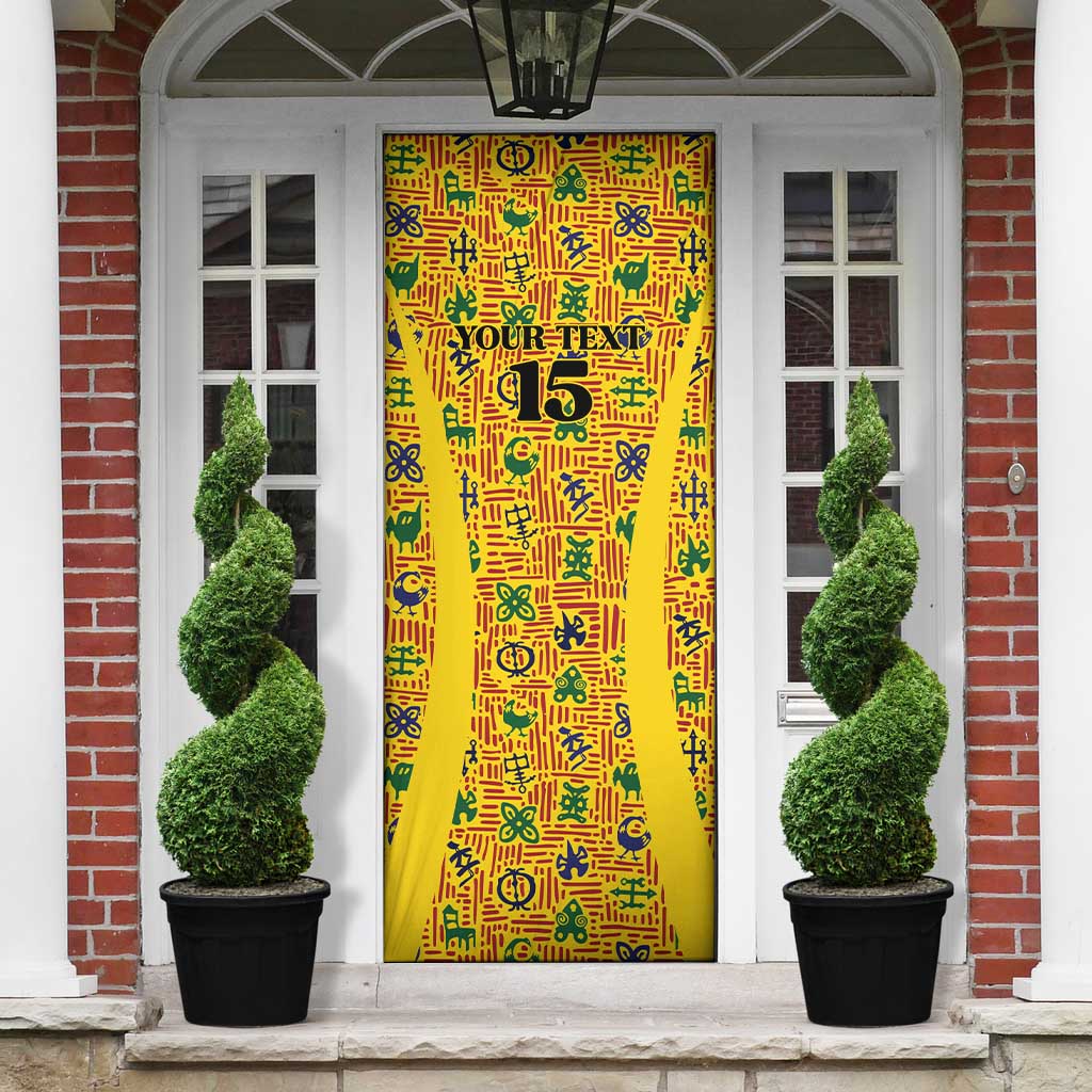 Custom Ghana Football Door Cover Yellow Adinkra Pattern - Wonder Print Shop