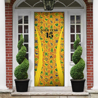 Custom Ghana Football Door Cover Yellow Adinkra Pattern - Wonder Print Shop