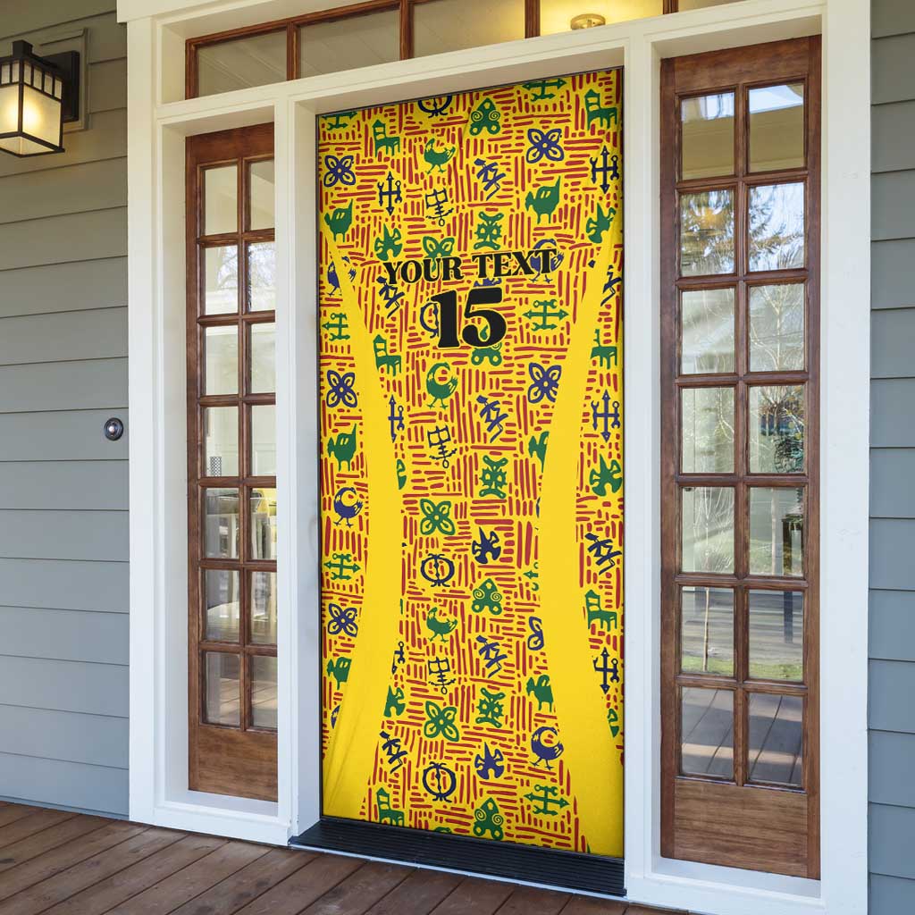 Custom Ghana Football Door Cover Yellow Adinkra Pattern - Wonder Print Shop