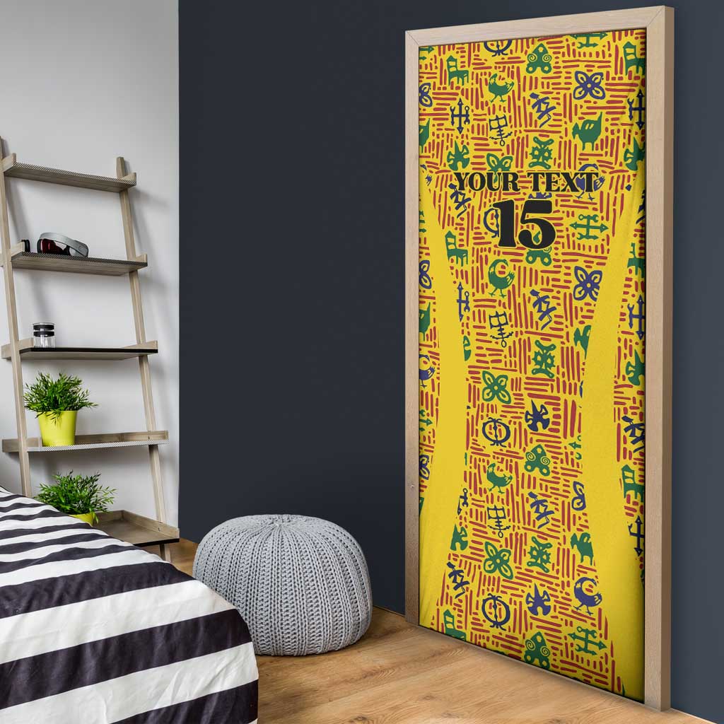 Custom Ghana Football Door Cover Yellow Adinkra Pattern - Wonder Print Shop